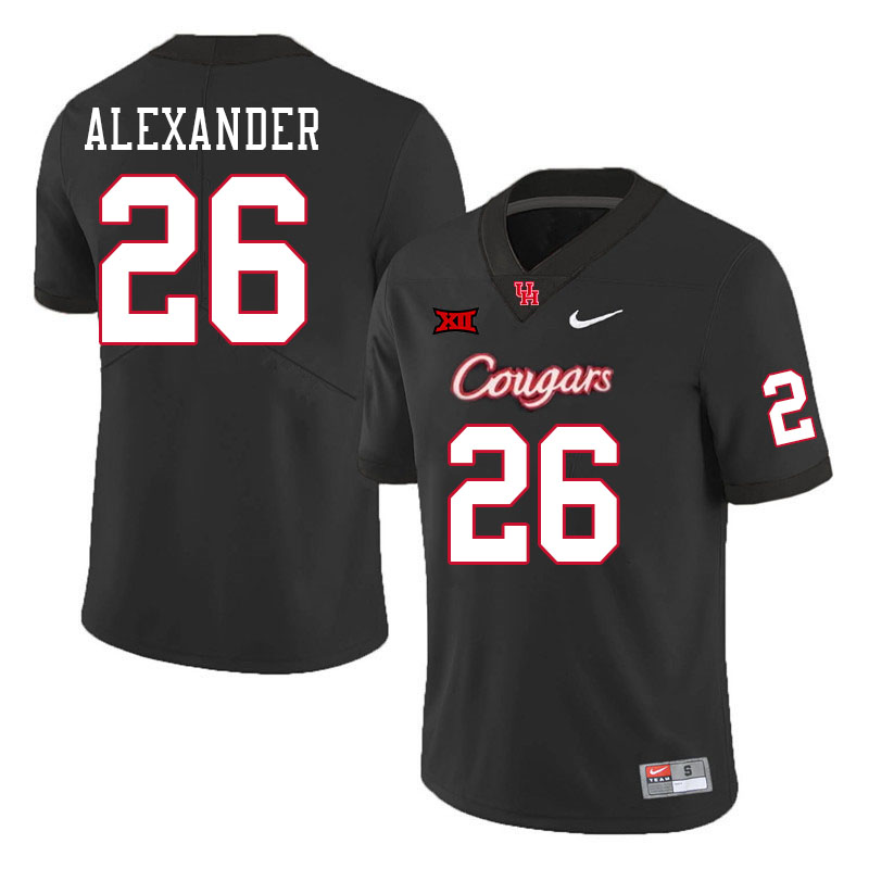 Men #26 Moses Alexander Houston Cougars Big 12 XII College Football Jerseys Stitched-Black